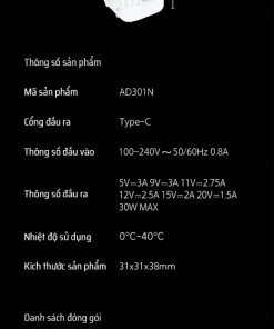Sạc nhanh trong suốt nhỏ gọn Cuktech AD301N 23 Sạc nhanh trong suốt nhỏ gọn Cuktech AD301N