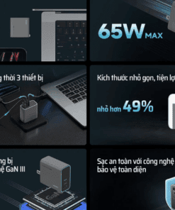 Củ Sạc nhanh 3 cổng 65W Cuktech AD653CUS