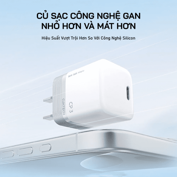 CUKTECH AC301 củ sạc mini GaN 40W 16 CUKTECH CP3 Công nghệ GaN hiện đại, nhỏ gọn tiện lợi