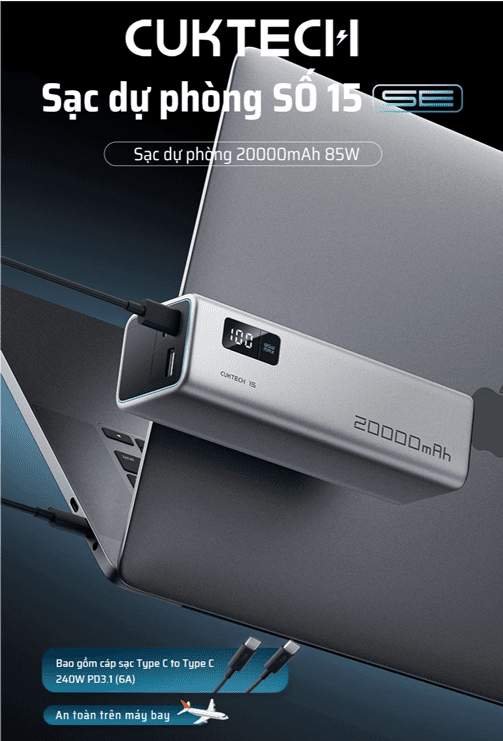 CUKTECH PB200 Sạc Dự Phòng 20000mAh 100W 23 CUKTECH PB200 Sạc Dự Phòng 20000mAh 100W - Ảnh 23