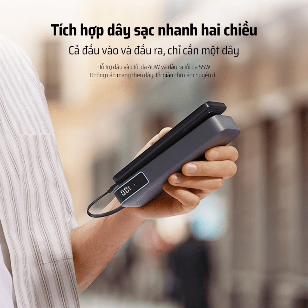 CUKTECH PB200N Pin sạc dự phòng 20000mAh 55W 50 Cáp USB-C tích hợp 45W – Tiện lợi và bền bỉ