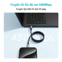 Cáp dù Cuktech C to C 6A 240W hít từ tính PD3.1/Mi Turbro - CMC610