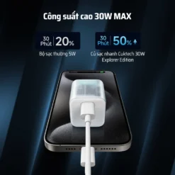 Sạc nhanh Cuktech 30W trong suốt siêu nhỏ PD3.0/PPS/QC3.0 – AD301N