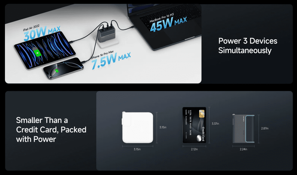 Thiết kế GaN nhỏ gọn – Chân cắm gập tiện lợi