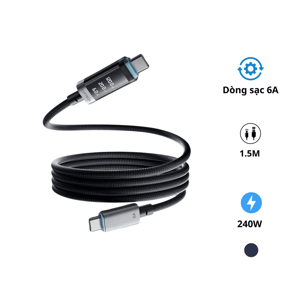 Cáp Type C  1.5m  từ tính Cuktech CMC615P