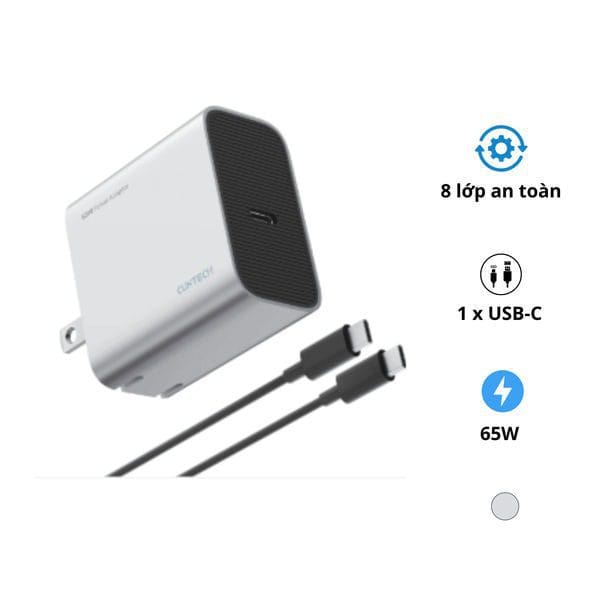 Bộ sạc nhanh Type C 65W Cuktech AD651N