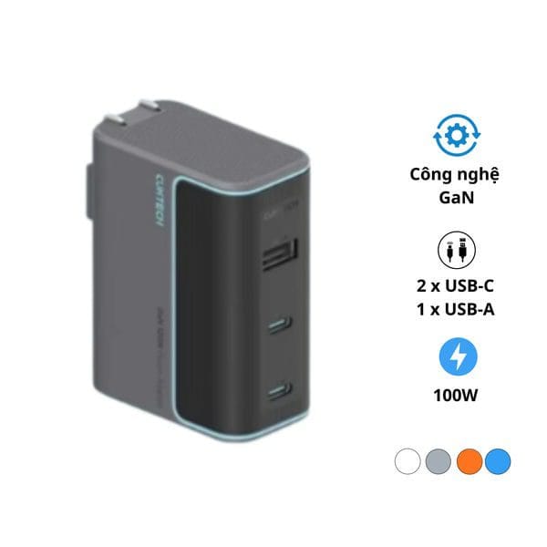 Củ sạc nhanh GaN 3 cổng 100W CUKTECH AD1003CH