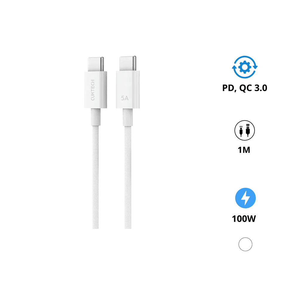 Cáp Sạc Nhanh C to C 1m 100W CUKTECH KLC-5499