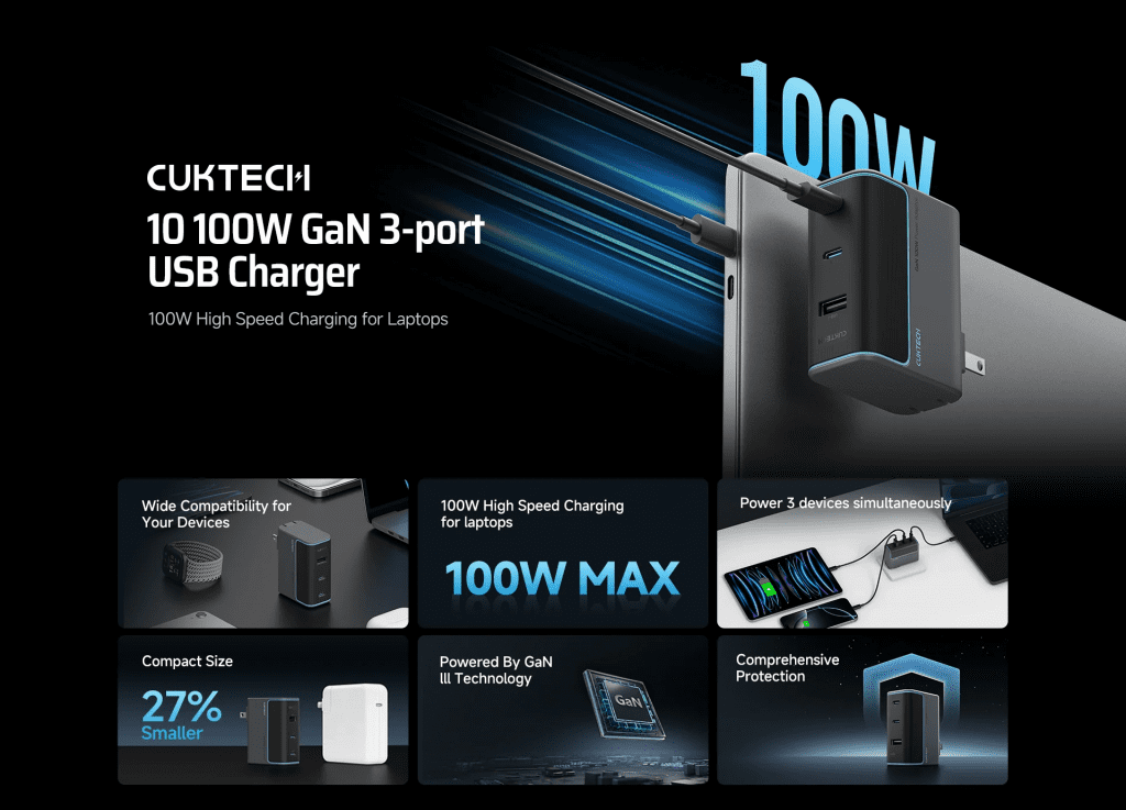 Bộ Sạc Nhanh GaN 100W CUKTECH AD1003 14 Bộ sạc nhanh CUKTECH AD1003 100W