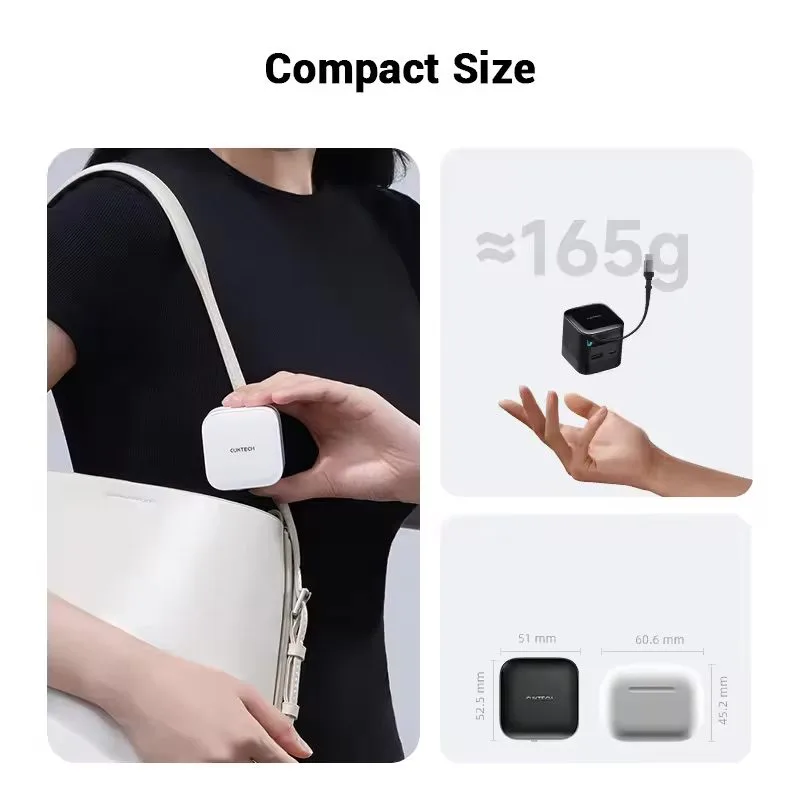 Thiết kế mini nhỏ gọn tích hợp cáp thu gọn
