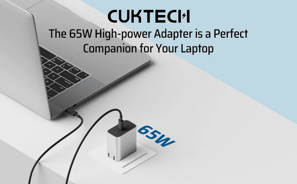 Củ sạc nhanh 65W kèm cáp Type C Cuktech AD651N chính hãng chân gập tiện lợi