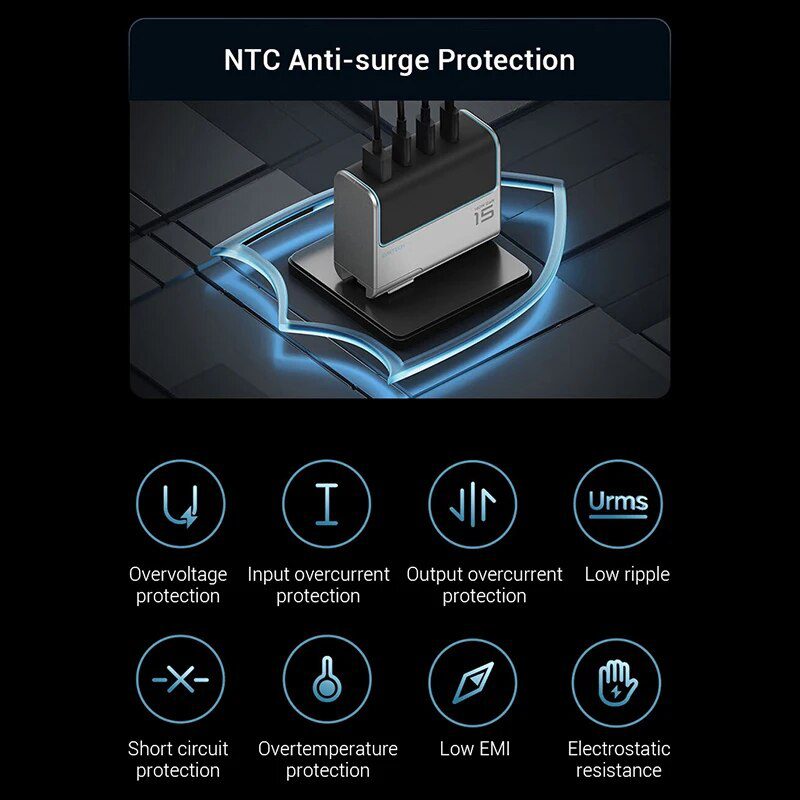 CUKTECH AD1404U Bộ sạc nhanh 140W 4 cổng 5 CUKTECH AD1404U Bộ sạc nhanh 140W 4 cổng - Ảnh 5