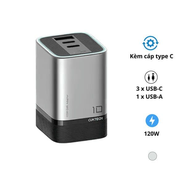 Củ sạc nhanh mini Cuktech 10 AD1203P GaN 120W