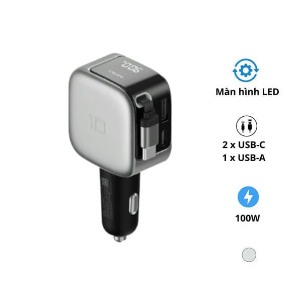 Tẩu sạc nhanh ô tô 3 cổng Cuktech CC903P 100W