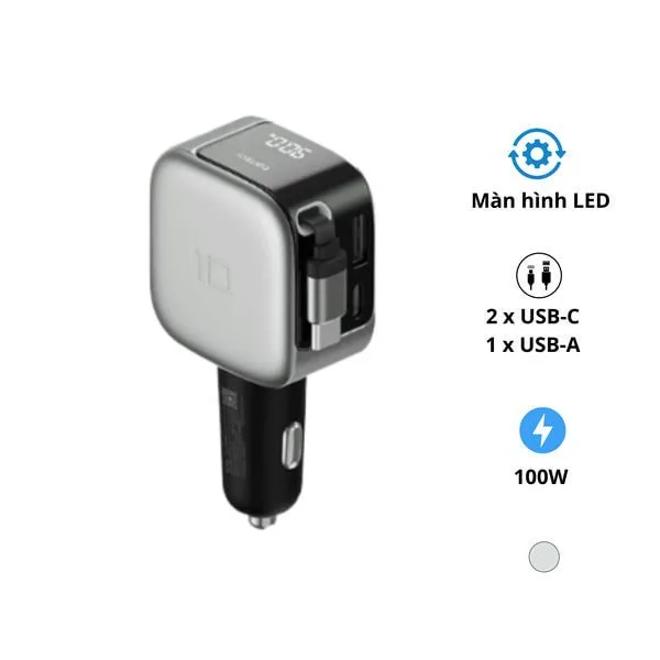 Tẩu sạc nhanh ô tô 3 cổng Cuktech CC903P 100W