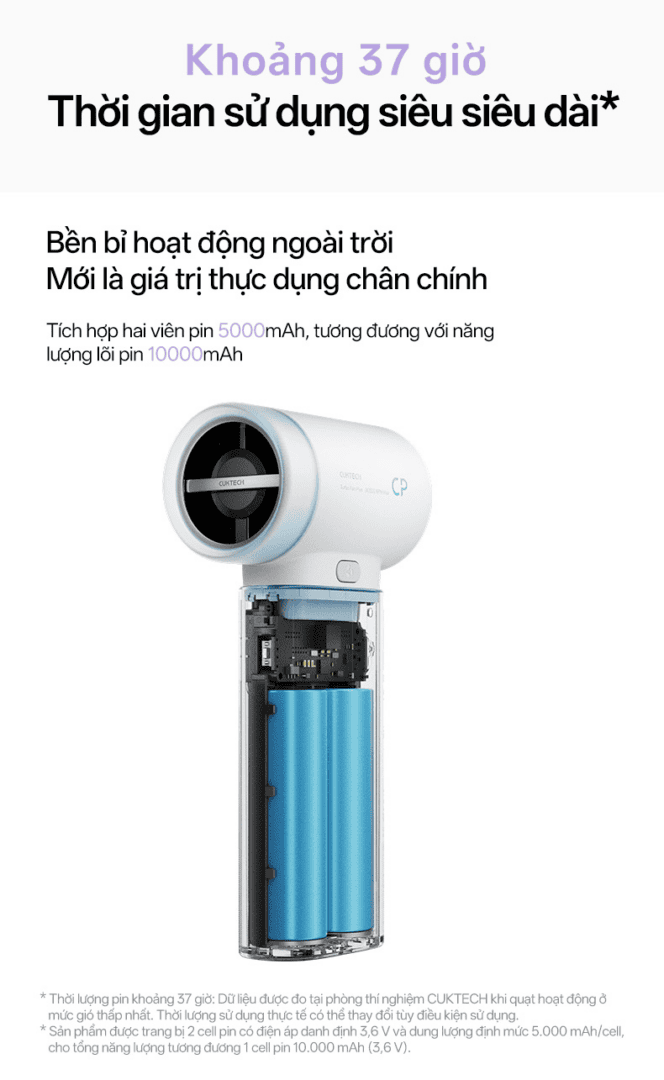 Quạt cầm tay tích hợp sạc dự phòng Cuktech CP Plus BP01