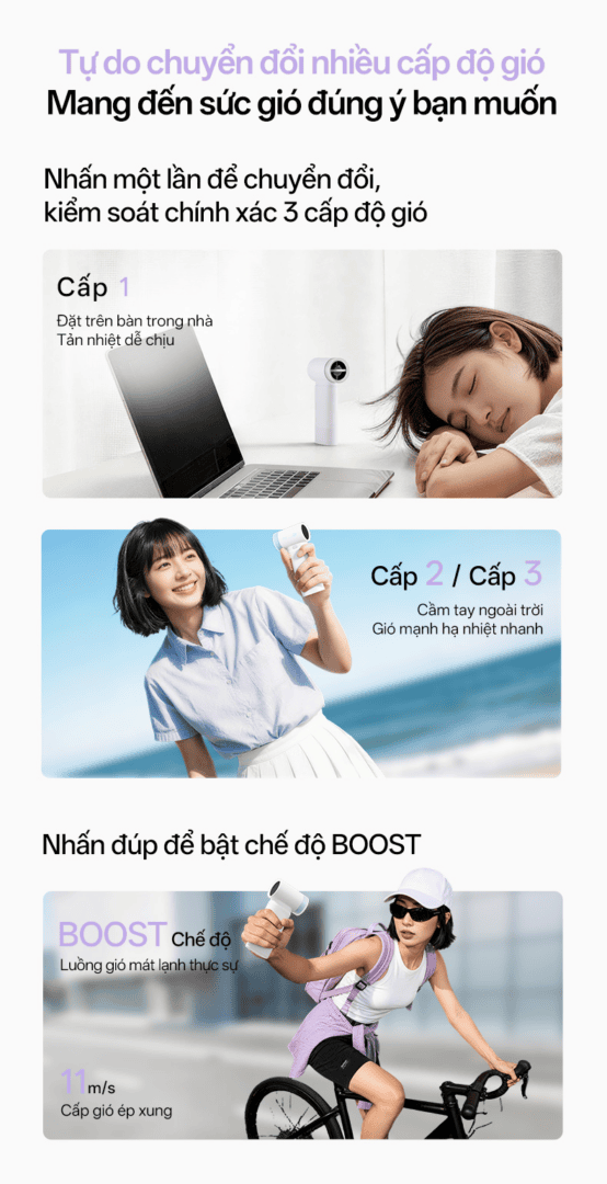 Quạt cầm tay tích hợp sạc dự phòng Cuktech CP Plus BP01