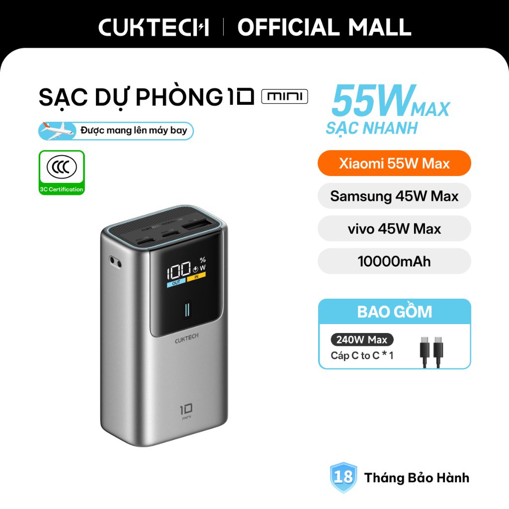 Top sạc dự phòng 3C Cuktech sạc nhanh đáng đồng tiền bát gạo 6 shopee_variant_1