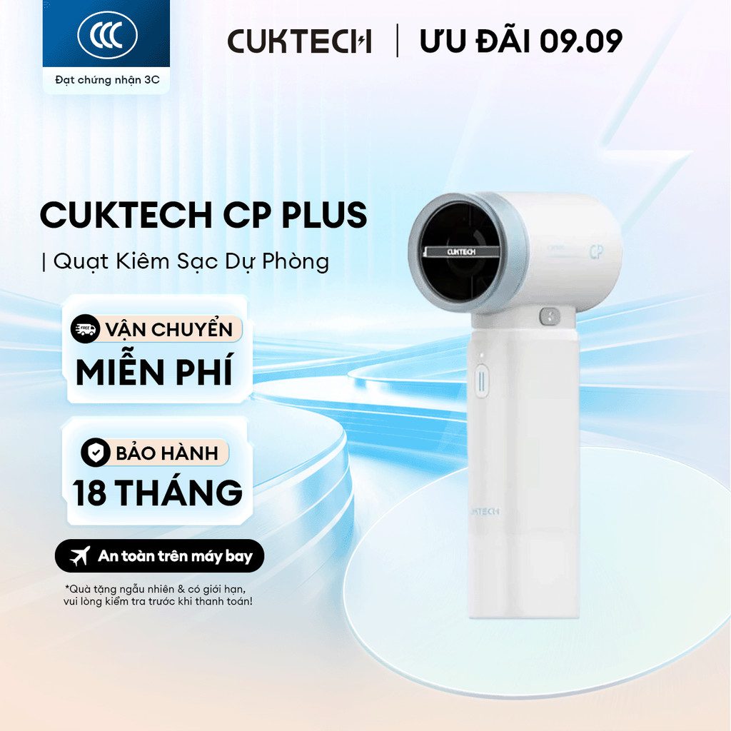 Quạt cầm tay tích hợp sạc dự phòng Cuktech CP Plus BP01